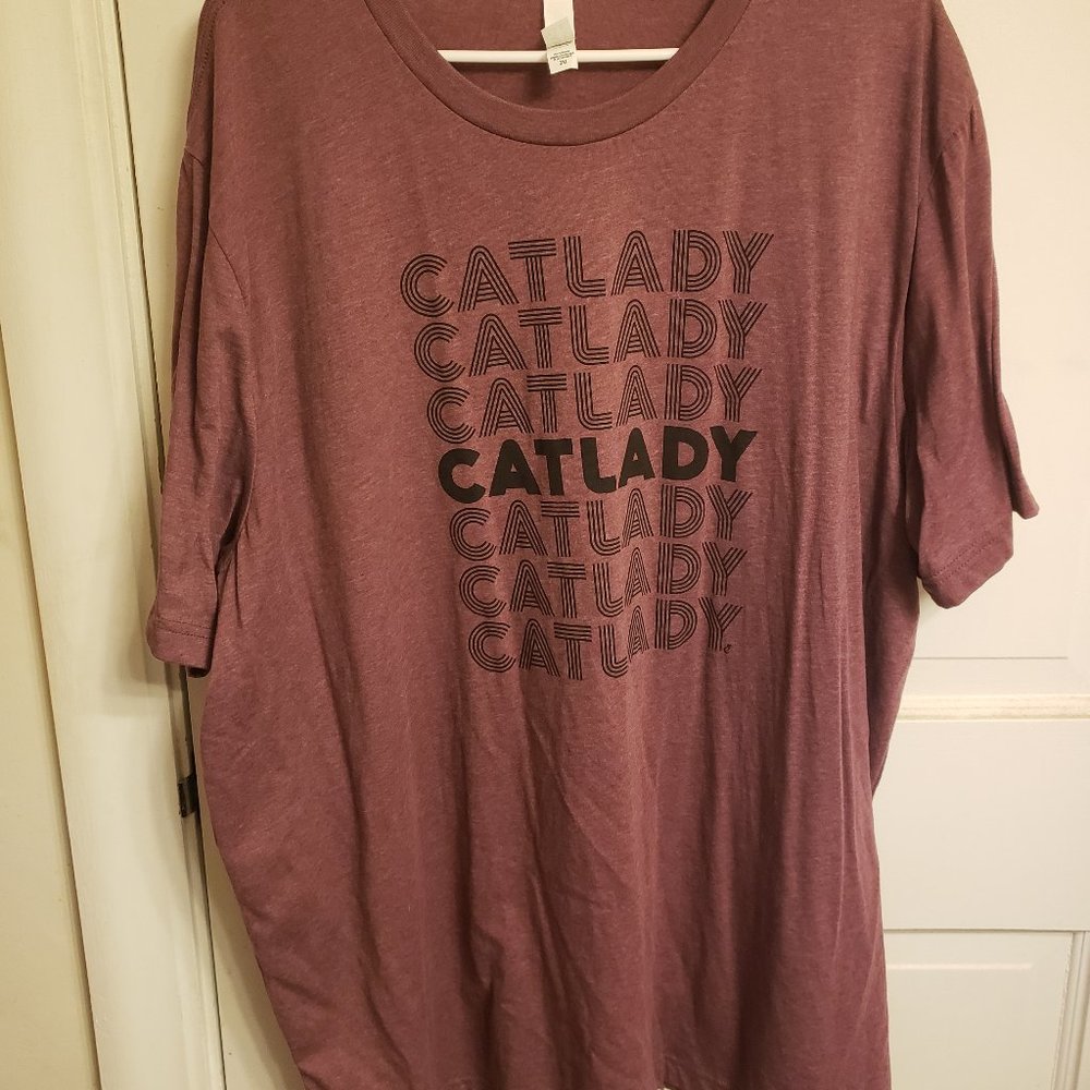 Burgundy Cat Lady Graphic Short Sleeve Tee